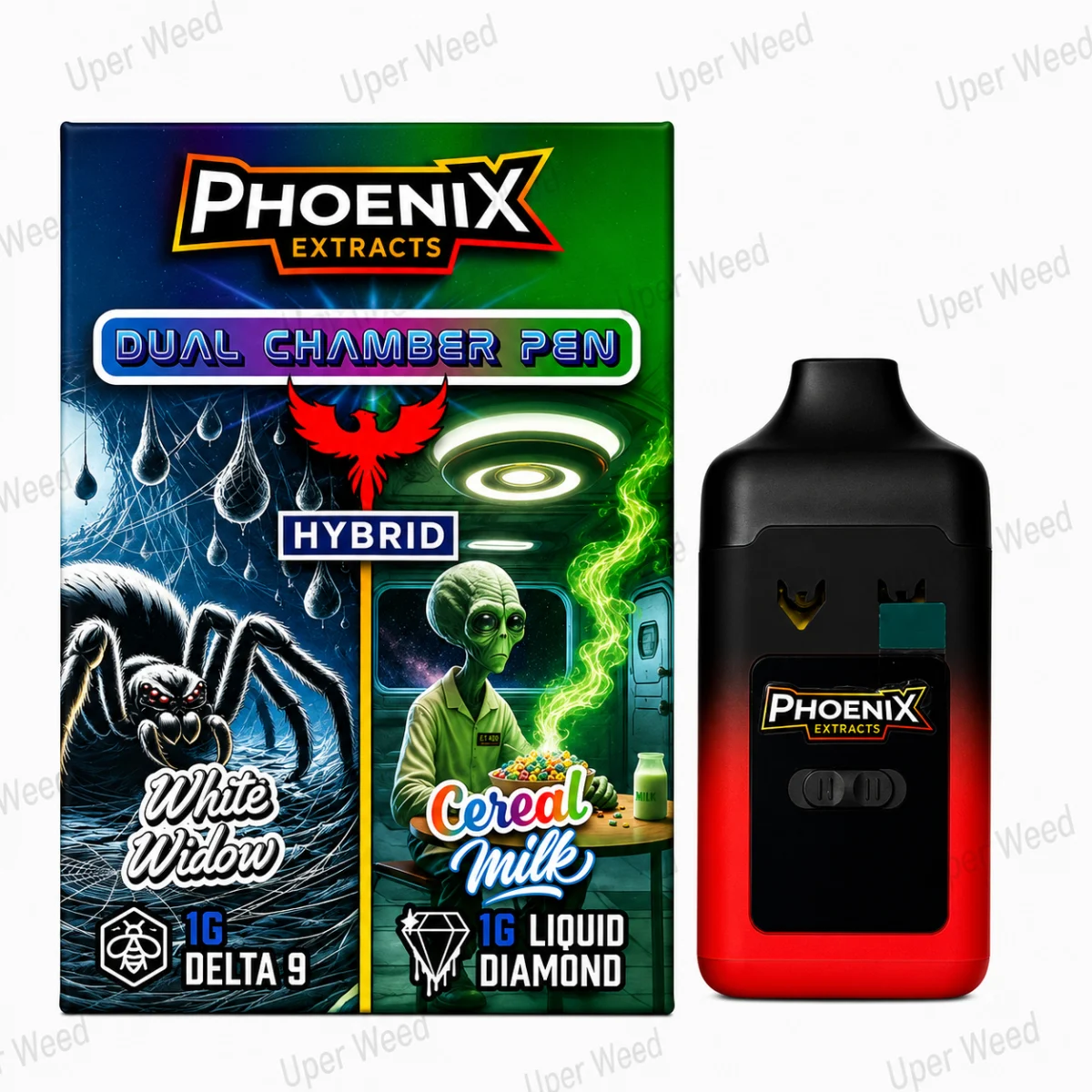 Phoenix 2G Dual Chamber Vape Pen - White Widow & Cereal Milk (1G/Chamber)