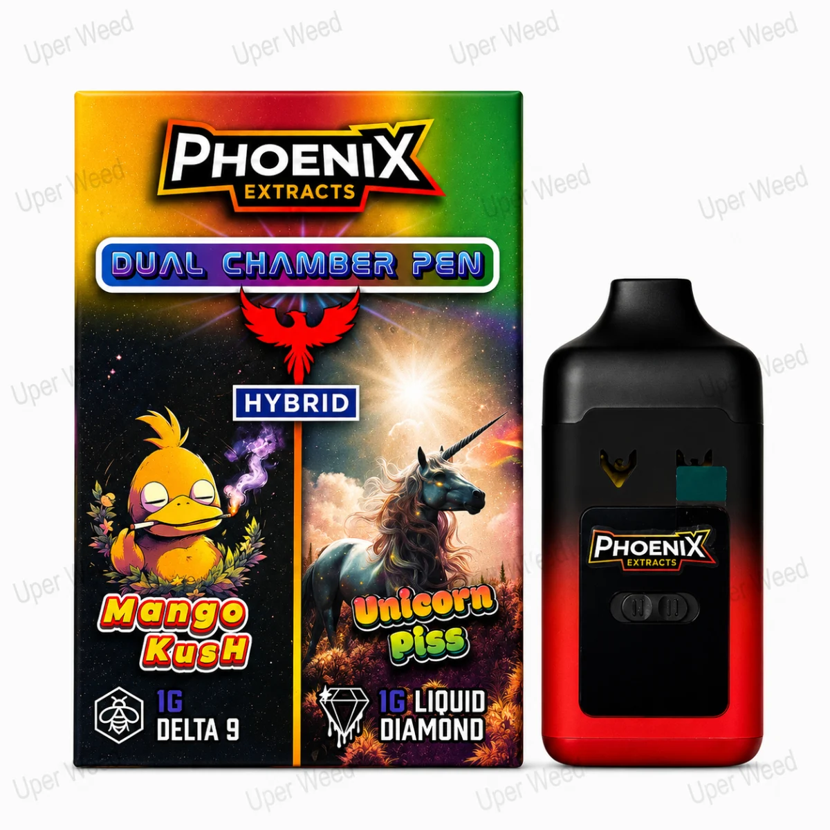 Phoenix 2G Dual Chamber Vape Pen - Mango Kush & Unicorn Piss (1G/Chamber)